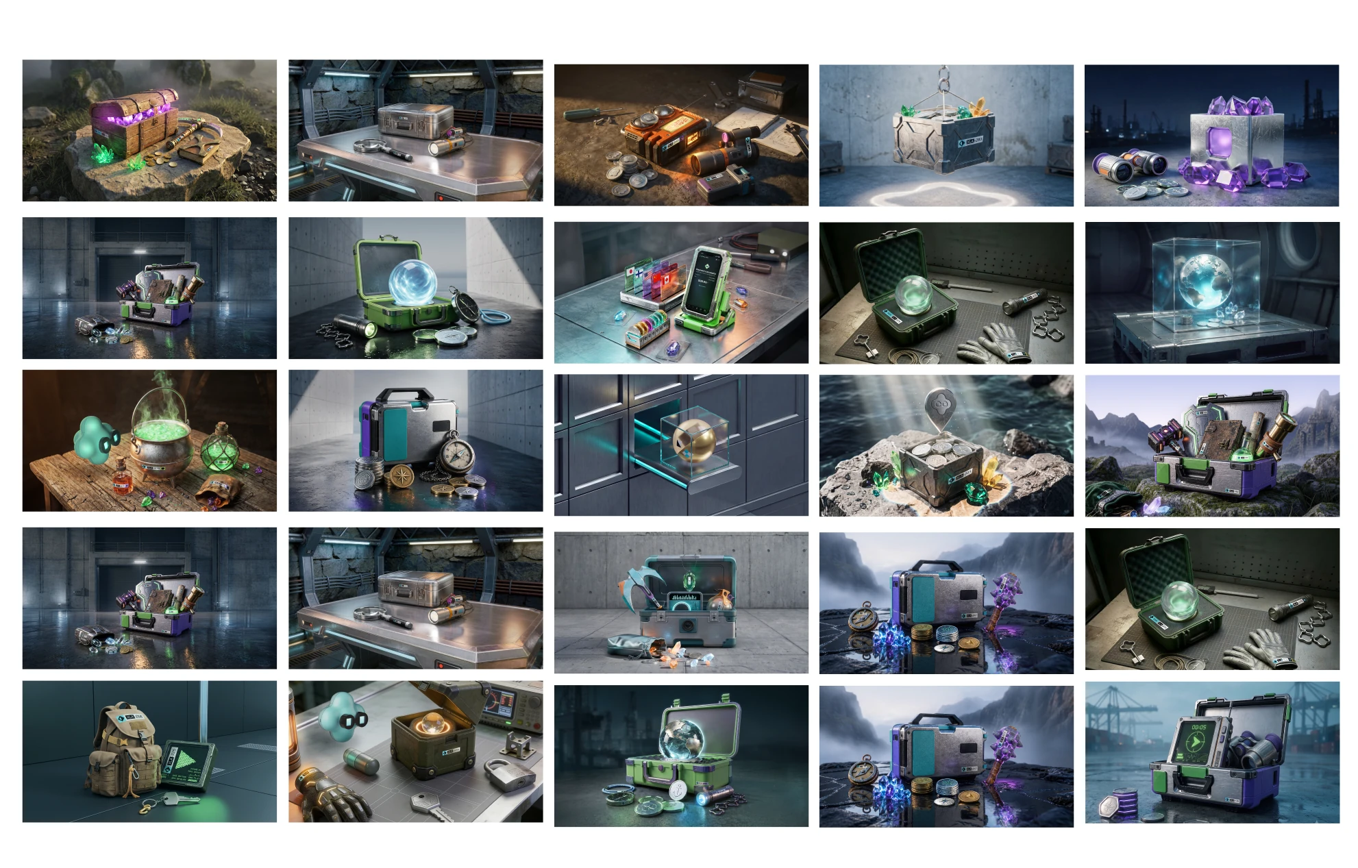 A selection of narrative artwork created for Xsolla